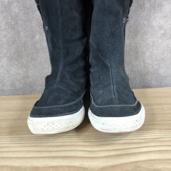 Converse Boots Junior 5 Chuck Taylor Beverly Black Suede Leather Faux Fur Lined